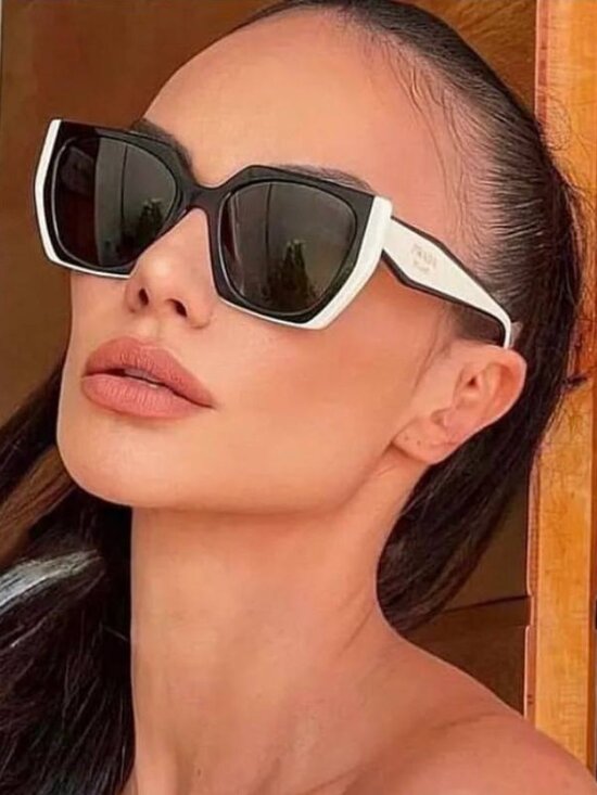 Prada Women Sunglasses Black White Grey Cat Eye PR15WS 09Q5S0 NEW AUTHENTIC main image 4